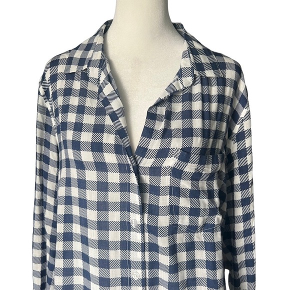 CLOTH & STONE Blue Gingham Button-down Blouse - Picture 3 of 5